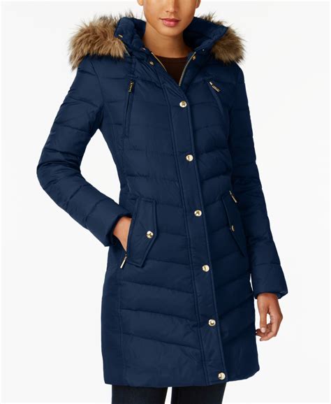 michael michael kors faux fur trim hooded down puffer coat|32 degrees quilted down packable puffer coat.